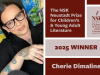 A photograph of 2025 NSK Laureate Cherie Dimaline. Text reads: The NSK Neustadt Prize for Children's and Young Adult Literature. Winner 2025.