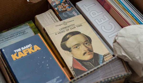 An open box of books