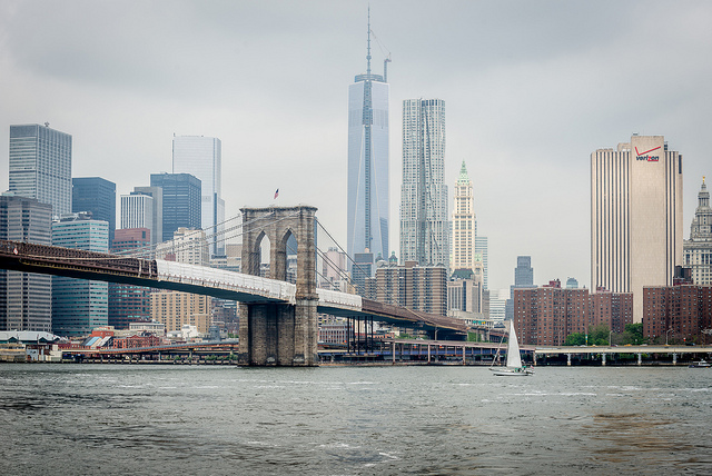 The Brooklyn Bridge and Freedom Tower in NYC