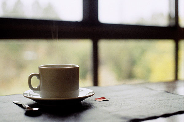 Cup of tea by a window