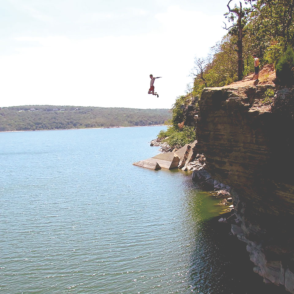 Cliff jumping at Tenkiller Lake, August 2011. 