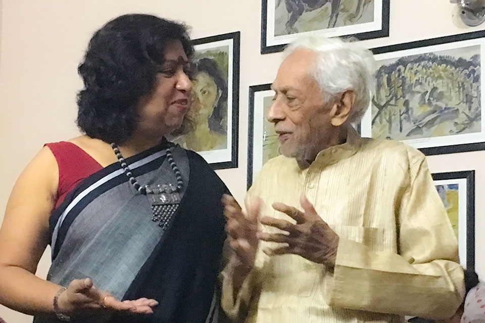 Dipika Mukherjee with her father, Kalidas Mukherjee