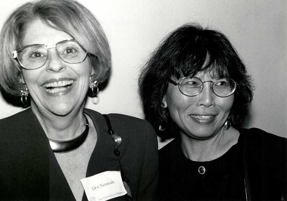 A photograph of Delores Neustadt with Shirley Geok-Lin Lim