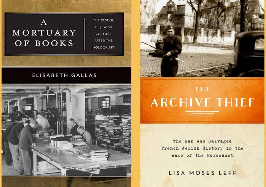 The covers to A Mortuary of Books and The Archive Thief