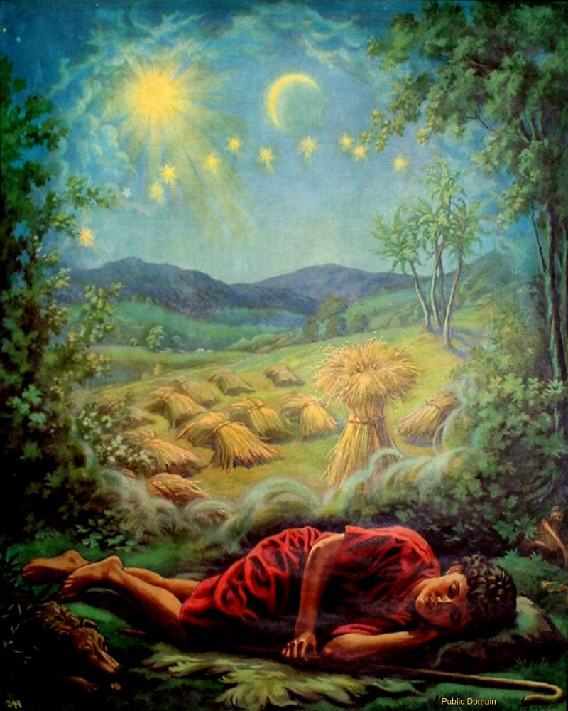 Public domain drawing of Joseph dreaming.