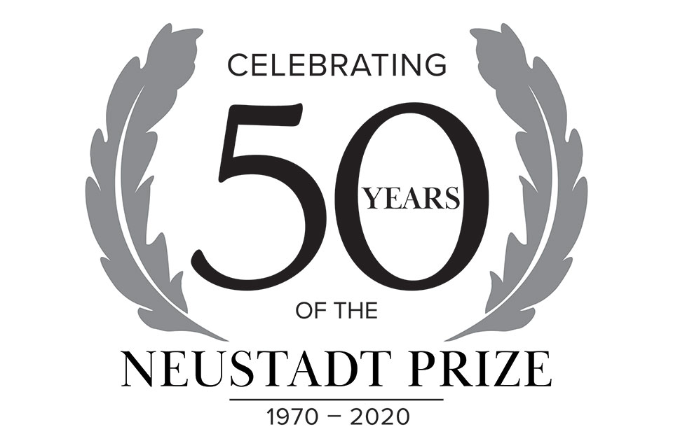 Logo: Text reads "Celebrating 50 Years of the Neustadt Prize. 1970-2020"