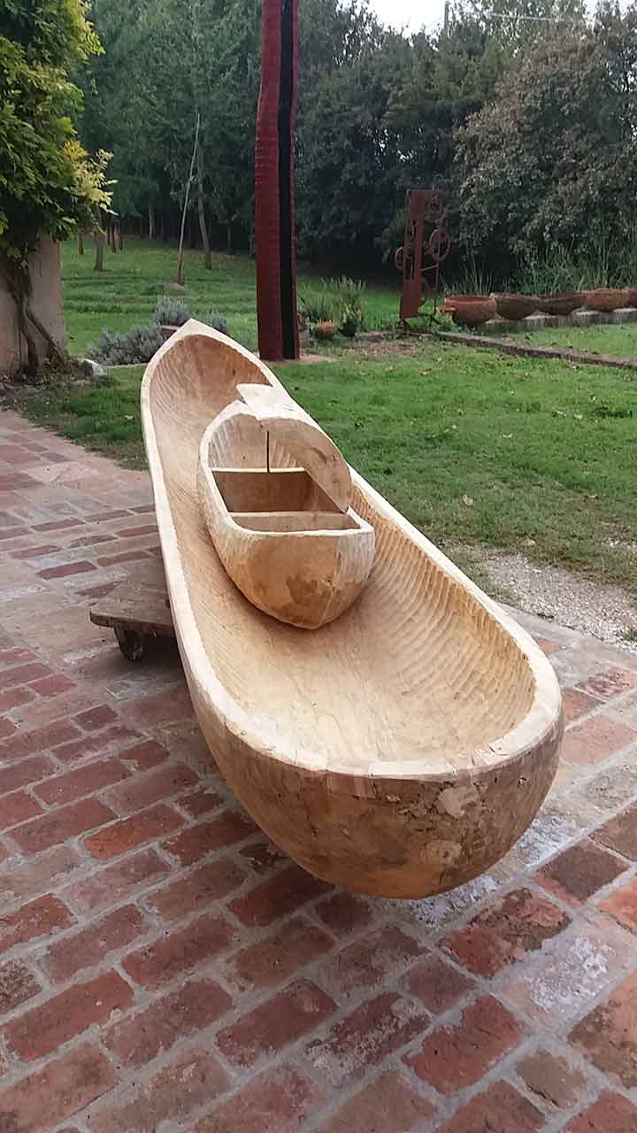 A photograph of a canoe