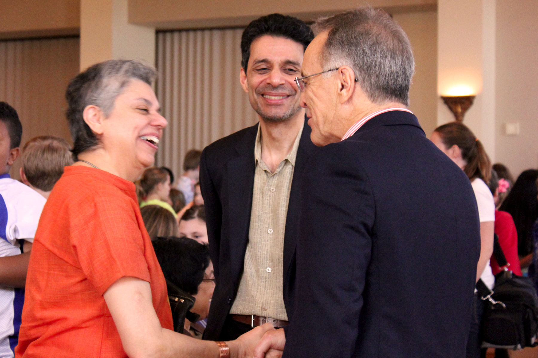 From left to right, Freny Mistry, Rohinton Mistry, and WLT executive director RC Davis-Undiano. Photo by Jen Rickard.