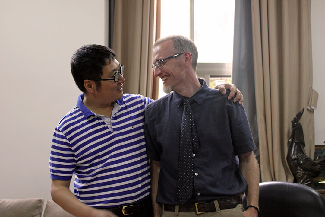 Producer Li Sen (at left) with Jonathan Stalling.
