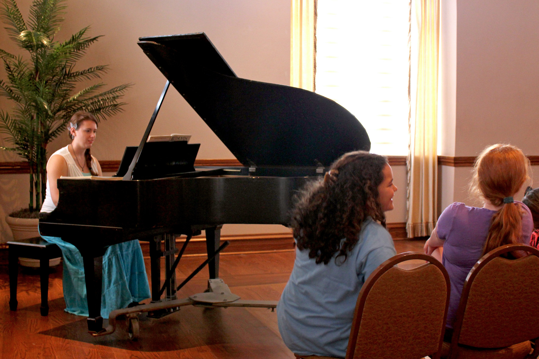 OU music performance major Angela Marshall played adaptations of Indian songs on piano. Photo by Jen Rickard.