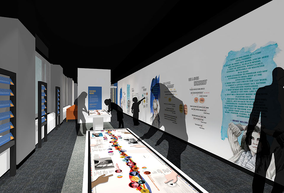 Interior rendering of the American Writers Museum in Chicago.