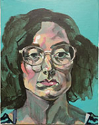 An oil painting of contributor Bailey Hoffner