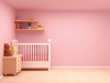 A bedroom with bubblegum pink walls.