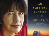 A photo of Joy Harjo juxtaposed with the cover to her book An American Sunrise
