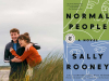A photograph of two young people laughing and embracing juxtaposed against the cover to Sally Rooney's Normal People