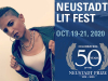 A photograph of Sonia Patel juxtaposed with the logo for the 2020 Neustadt Lit Fest