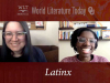 Book Buzz hosts Laura and Bunmi on a split screen. Text reads: Latinx