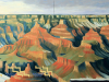 An oil painting of mesas and bluffs