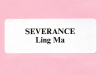 A crop from the cover to Ling Ma's Severance. Text on white field on a pink background. Text reads: Severance by Ling Ma.