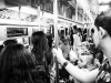 People on a crowded NYC subway. Photo: Jason Devaun