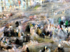 A photograph featuring many people that is blurred to create the effect of an Impressionist painting