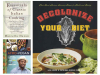 A collage of three literary cookbooks