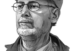 Roberto Fernández Retamar in 2015, illustration by Michael Hoeweler