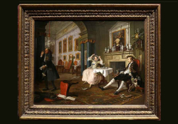A William Hogarth painting of some aristocratic dandies lounging about in fancy chairs having a conversation