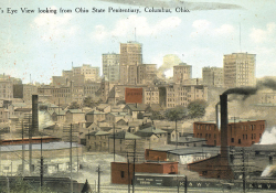 A postcard view looking out from Ohio State Penitentiary