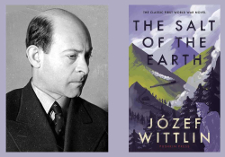 A black and white photograph of Józef Wittlin juxtaposed with the cover of his book Salt of the Earth