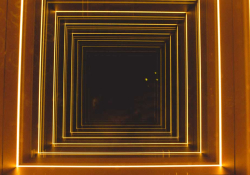 A photograph of illuminated concentric squares