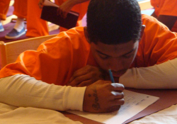 The Free Minds book club and writing workshop at AWP empowered young inmates to “write new chapters in their lives.” Said Nokomis, “Free Minds encouraged me to be a better writer . . . to be a bigger person . . . to be unlimited.” / Courtesy of @awpwriter