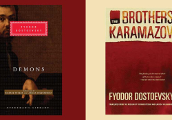The covers to Fyodor Dostoevsky's Demons and the Brother Karamazov juxtaposed side by side