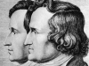 Jacob and Wilhelm Grimm in an 1843 drawing by their younger brother, Ludwig Emil Grimm.