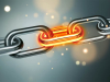 An illustration of a chain with the center link red hot