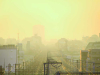 A Tokyo sunrise, the city bathed in dust