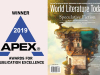 The logo for the APEX award juxtaposed with the cover to the May 2018 issue of WLT