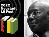 A photograph of Boubacar Boris Diop juxtaposed with festival branding. Text reads: 2022 Neustadt Festival