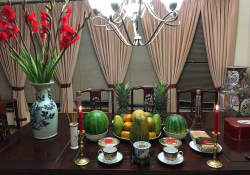 An ornately set table for the Vietnamese Lunar New Year