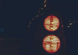 Car lights at night.
