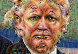 Google Deep Dream illustration of Donald Trump.