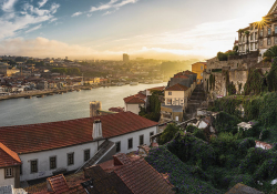 An aerial shot of Porto in Portugal