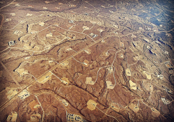 An aerial view of hydraulic fracturing in progress at Jonah Field in Wyoming. Photo: Bruce Gordon / Ecoflight