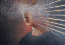 Agostino Arrivabene (b. 1967, Italy), Androgynous, 2016, oil, gold leaf on linen, 50x40cm. Courtesy of the artist.